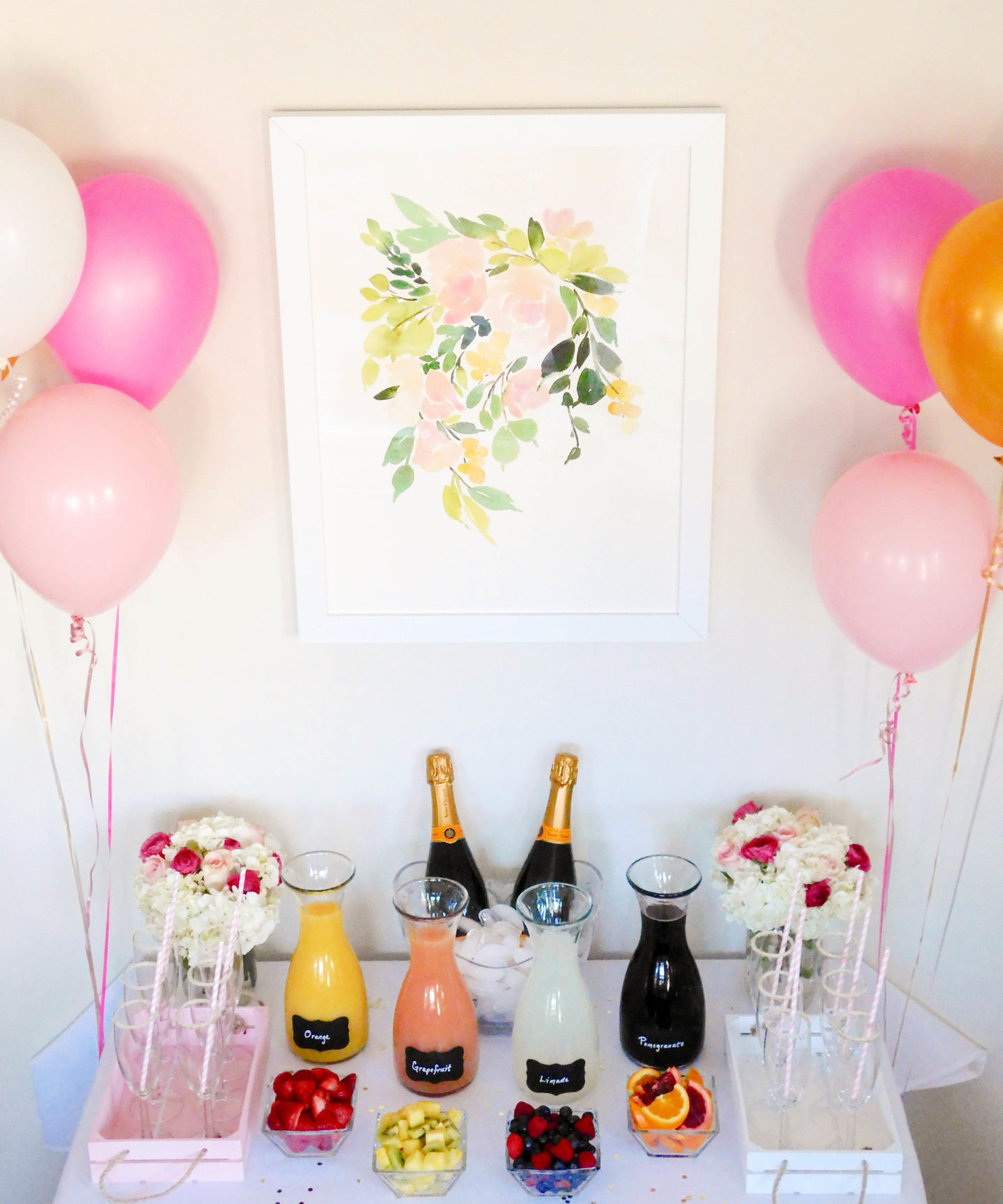 A colorful and glam DIY mimosa bar brunch