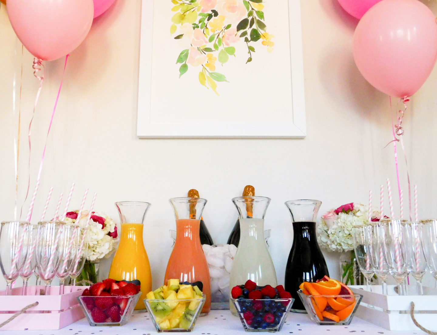 A colorful and glam DIY mimosa bar brunch