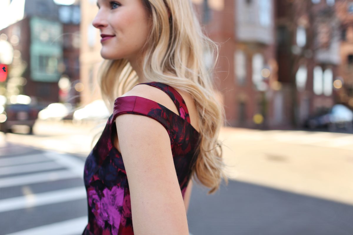 Life & style blogger Leigha Gardner of The Lilac Press wearing the perfect Maggy London party dress in Beacon Hill, Boston.