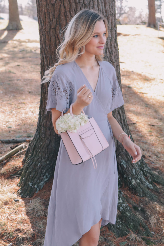 Style blogger, Leigha Gardner, of The Lilac Press wearing a dusty lavender spring dress for $75, while exploring in the Berkshires, MA.