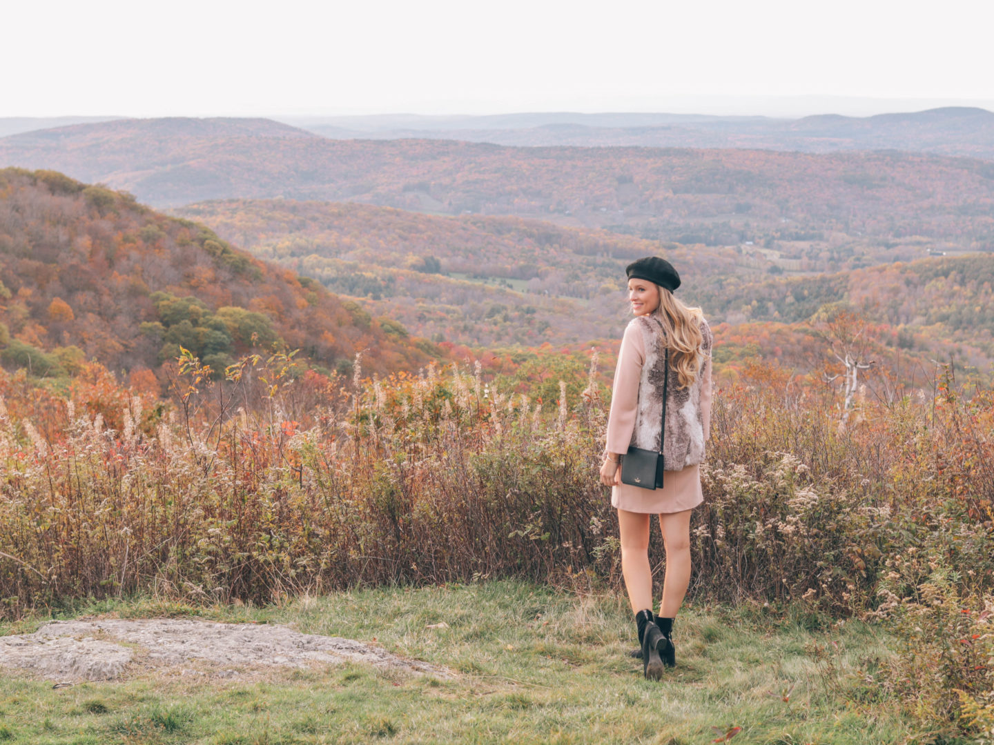 Fashion blogger, Leigha Gardner, of The Lilac Press sharing beautiful Berkshire landscapes and wear faux fur. 