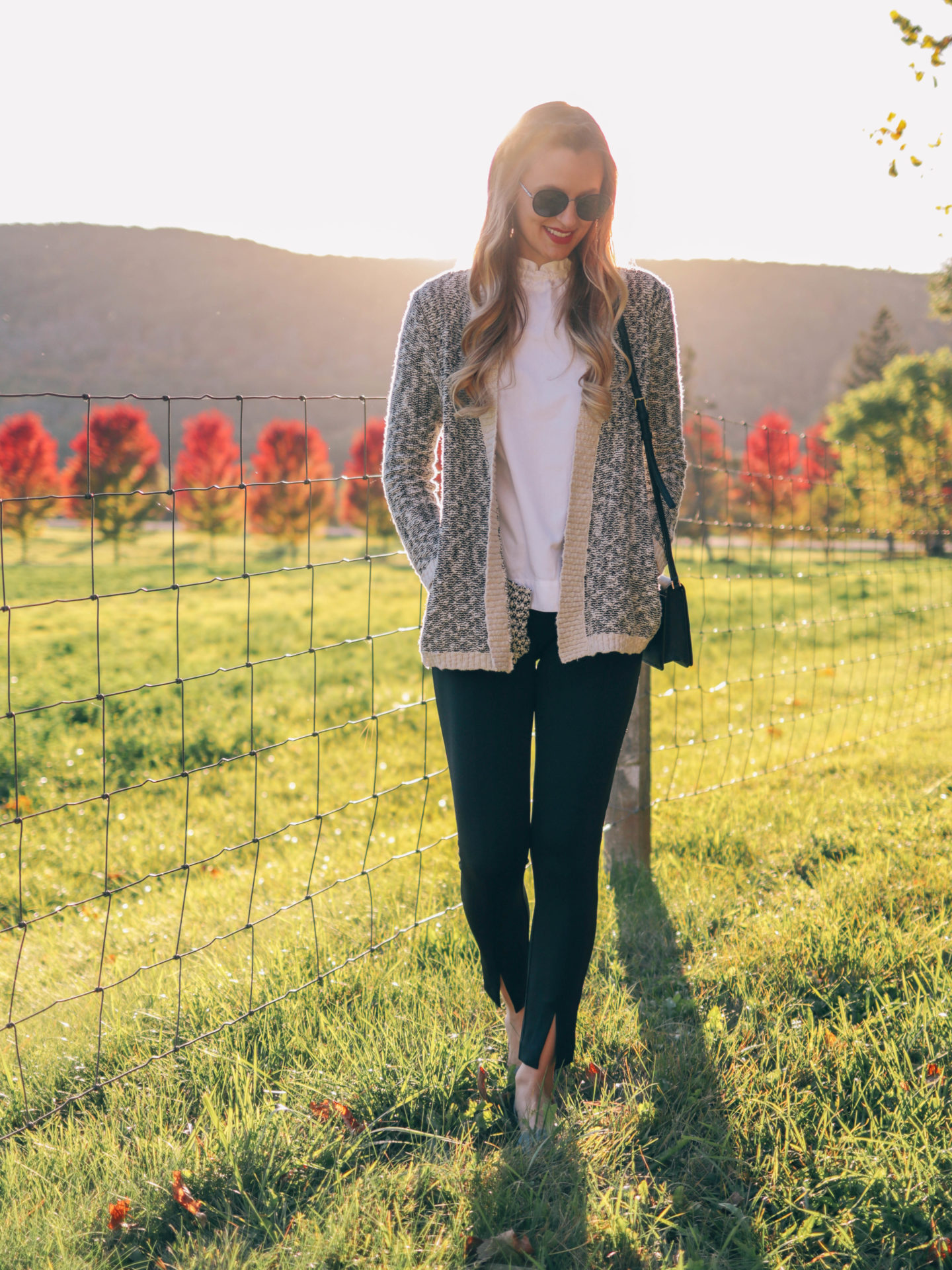 Style blogger, Leigha Gardner, of The Lilac Press on golden hour in the Berkshires and a cozy sweater
