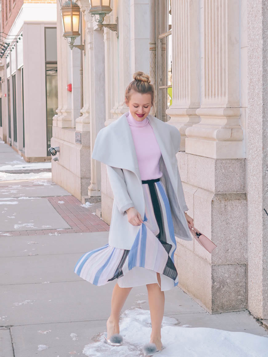 powder blue wrap coat styled 2 ways (amazon fashion exclusive by Lark & Ro.)