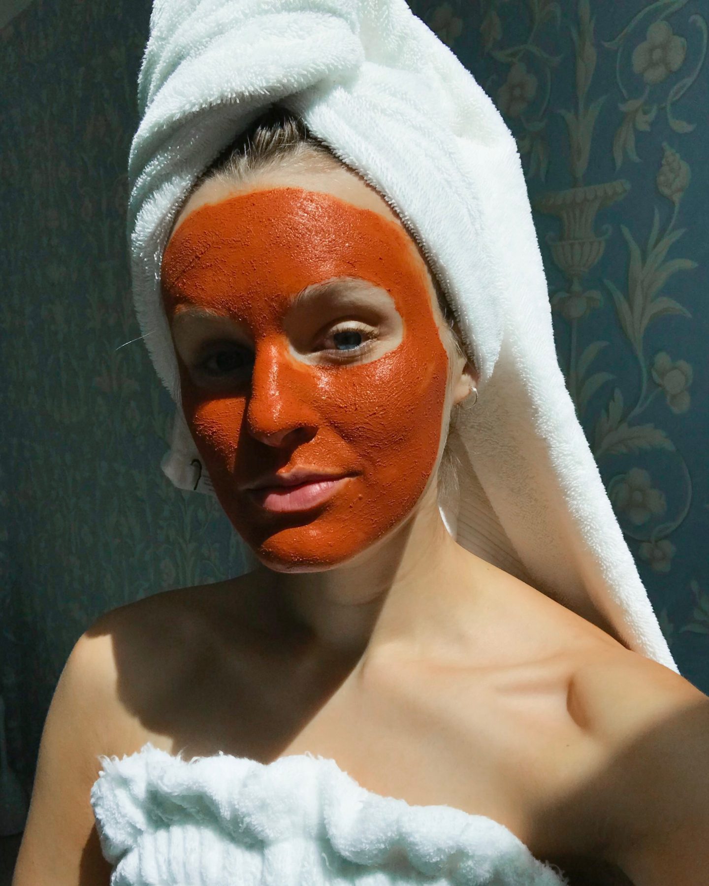 Leigha Gardner with red clay face mask from Naturally Serious