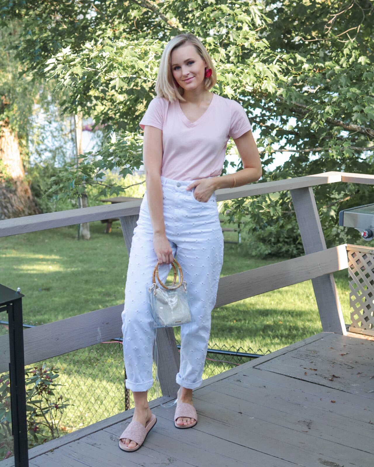 Leigha Gardner of The Lilac Press wearing  Isabel Marant high waisted white jeans
