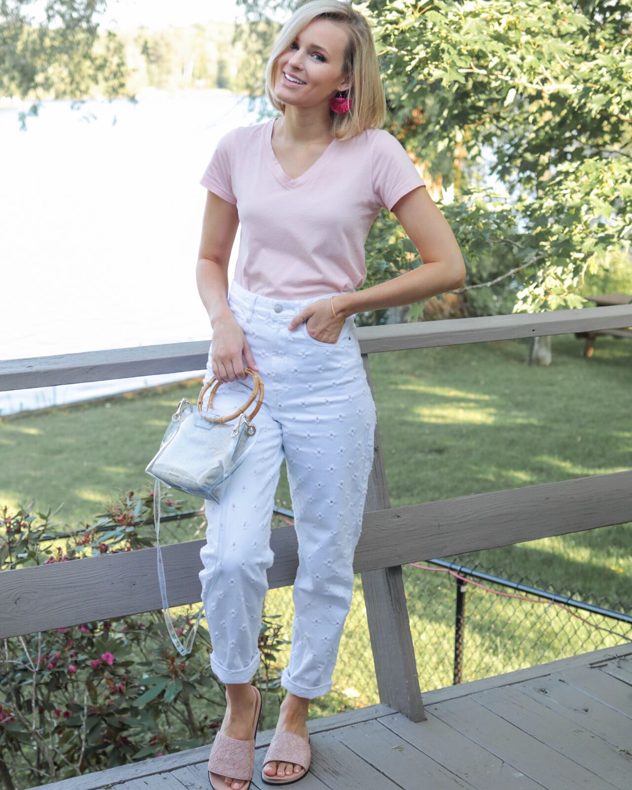 Leigha Gardner of The Lilac Press wearing  Isabel Marant high waisted white jeans