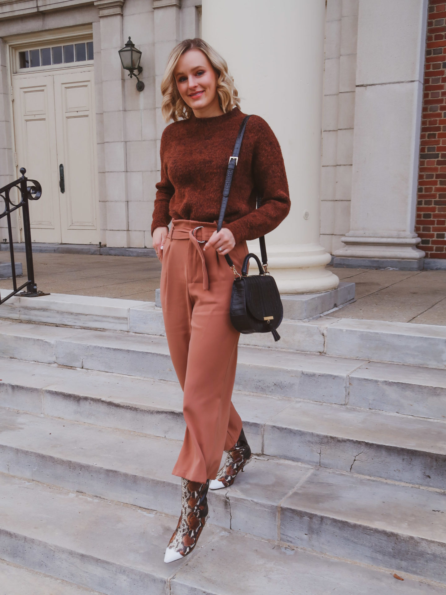 High-waisted cropped wide-leg trousers