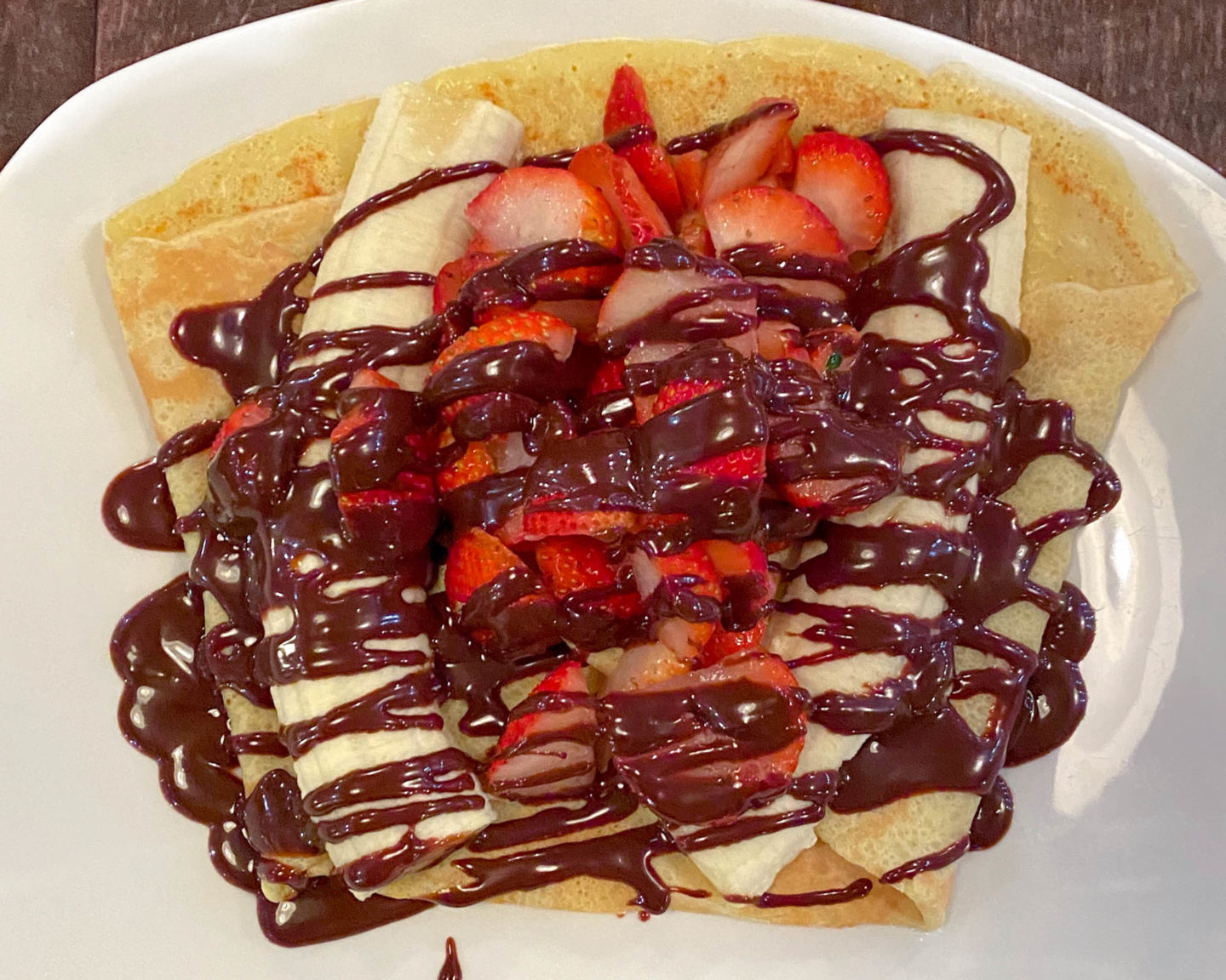 The most delicious strawberry banana nutella crepe in Mont Tremblant